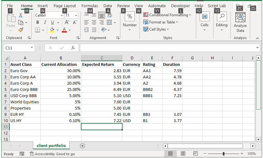 Sample Allocation Input