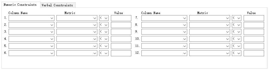Numeric Constraints Tab