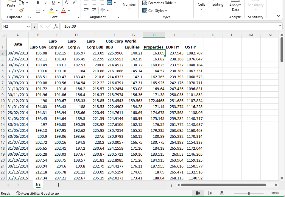 Total Return Series Input
